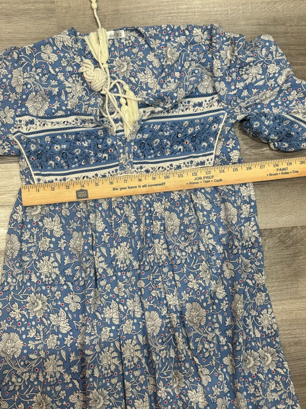 R. Vivimos Bohemian Blue Floral Tassel Midi Dress | Size Small - Picture 12 of 12